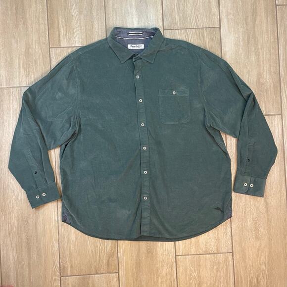 Tommy Bahama Coastline Cord Shirt XXL Green Long Sleeve 100% Cotton Button Up - Picture 1 of 9